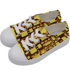 Cubes Grid Geometric 3d Square Kids  Low Top Canvas Sneakers