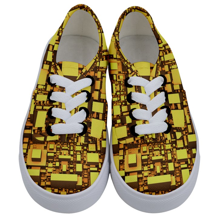 Cubes Grid Geometric 3d Square Kids  Classic Low Top Sneakers