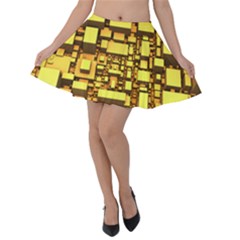 Cubes Grid Geometric 3d Square Velvet Skater Skirt