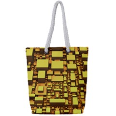 Cubes Grid Geometric 3d Square Full Print Rope Handle Tote (small) by HermanTelo