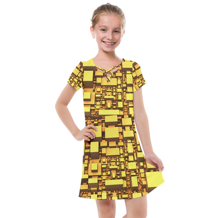 Cubes Grid Geometric 3d Square Kids  Cross Web Dress