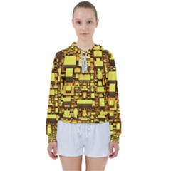 Cubes Grid Geometric 3d Square Women s Tie Up Sweat by HermanTelo