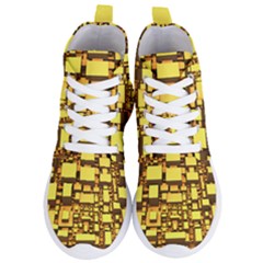 Cubes Grid Geometric 3d Square Women s Lightweight High Top Sneakers