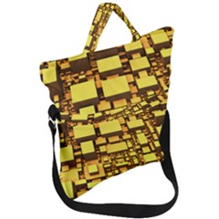 Cubes Grid Geometric 3d Square Fold Over Handle Tote Bag by HermanTelo