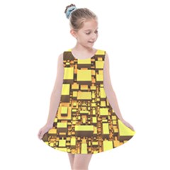 Cubes Grid Geometric 3d Square Kids  Summer Dress by HermanTelo