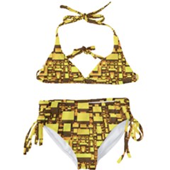 Cubes Grid Geometric 3d Square Kids  Classic Bikini Set