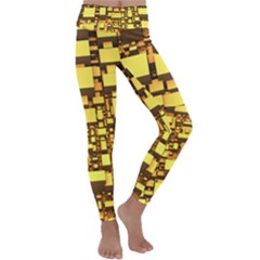 Cubes Grid Geometric 3d Square Kids  Lightweight Velour Classic Yoga Leggings by HermanTelo