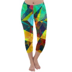 Color Abstract Polygon Background Capri Winter Leggings 