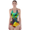 Color Abstract Polygon Background Cut-Out One Piece Swimsuit View1