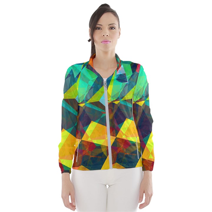 Color Abstract Polygon Background Women s Windbreaker