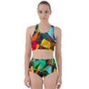 Color Abstract Polygon Background Racer Back Bikini Set View1