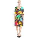 Color Abstract Polygon Background Wrap Up Cocktail Dress View1