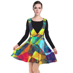 Color Abstract Polygon Background Plunge Pinafore Dress