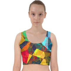 Color Abstract Polygon Background Velvet Racer Back Crop Top