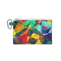 Color Abstract Polygon Background Canvas Cosmetic Bag (Small)