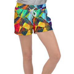 Color Abstract Polygon Background Women s Velour Lounge Shorts