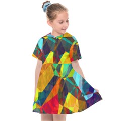 Color Abstract Polygon Background Kids  Sailor Dress