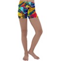 Color Abstract Polygon Background Kids  Lightweight Velour Yoga Shorts View1