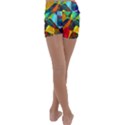 Color Abstract Polygon Background Kids  Lightweight Velour Yoga Shorts View4