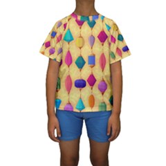 Colorful Background Stones Jewels Kids  Short Sleeve Swimwear