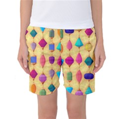 Colorful Background Stones Jewels Women s Basketball Shorts