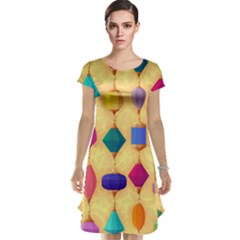 Colorful Background Stones Jewels Cap Sleeve Nightdress