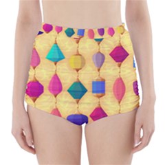 Colorful Background Stones Jewels High-waisted Bikini Bottoms