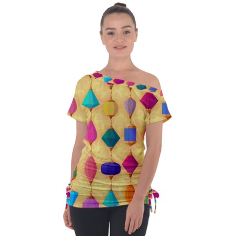 Colorful Background Stones Jewels Tie-up Tee by HermanTelo