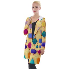 Colorful Background Stones Jewels Hooded Pocket Cardigan