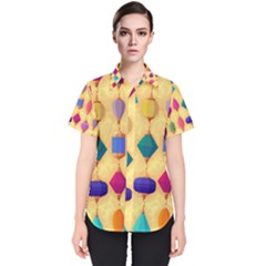 Colorful Background Stones Jewels Women s Short Sleeve Shirt