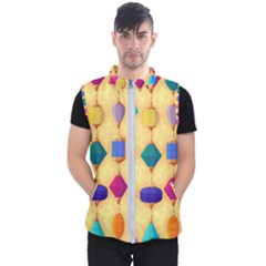 Colorful Background Stones Jewels Men s Puffer Vest by HermanTelo