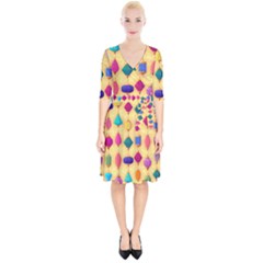 Colorful Background Stones Jewels Wrap Up Cocktail Dress