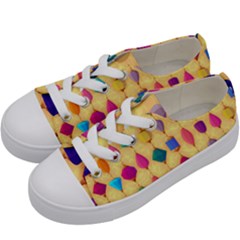 Colorful Background Stones Jewels Kids  Low Top Canvas Sneakers by HermanTelo