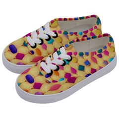 Colorful Background Stones Jewels Kids  Classic Low Top Sneakers by HermanTelo