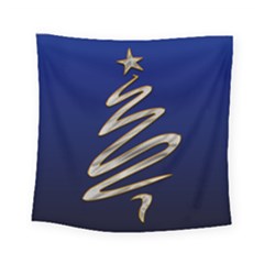 Christmas Tree Grey Blue Square Tapestry (small)