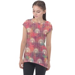 Colorful Background Abstract Cap Sleeve High Low Top