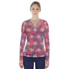 Colorful Background Abstract V-neck Long Sleeve Top