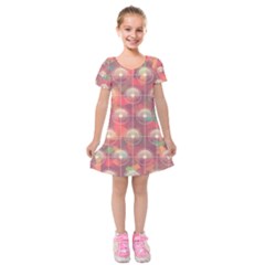 Colorful Background Abstract Kids  Short Sleeve Velvet Dress