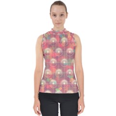 Colorful Background Abstract Mock Neck Shell Top