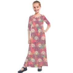 Colorful Background Abstract Kids  Quarter Sleeve Maxi Dress