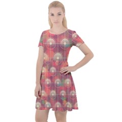 Colorful Background Abstract Cap Sleeve Velour Dress 