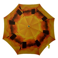 City Sun Clouds Smog Sky Yellow Hook Handle Umbrellas (large) by HermanTelo