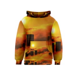 City Sun Clouds Smog Sky Yellow Kids  Pullover Hoodie