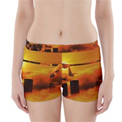 City Sun Clouds Smog Sky Yellow Boyleg Bikini Wrap Bottoms by HermanTelo