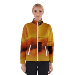 City Sun Clouds Smog Sky Yellow Winter Jacket by HermanTelo