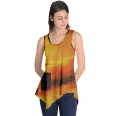 City Sun Clouds Smog Sky Yellow Sleeveless Tunic by HermanTelo