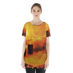 City Sun Clouds Smog Sky Yellow Skirt Hem Sports Top