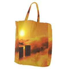 City Sun Clouds Smog Sky Yellow Giant Grocery Tote