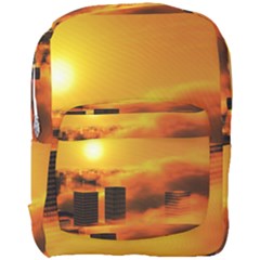 City Sun Clouds Smog Sky Yellow Full Print Backpack by HermanTelo