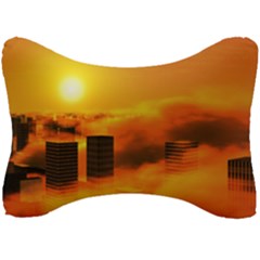 City Sun Clouds Smog Sky Yellow Seat Head Rest Cushion by HermanTelo